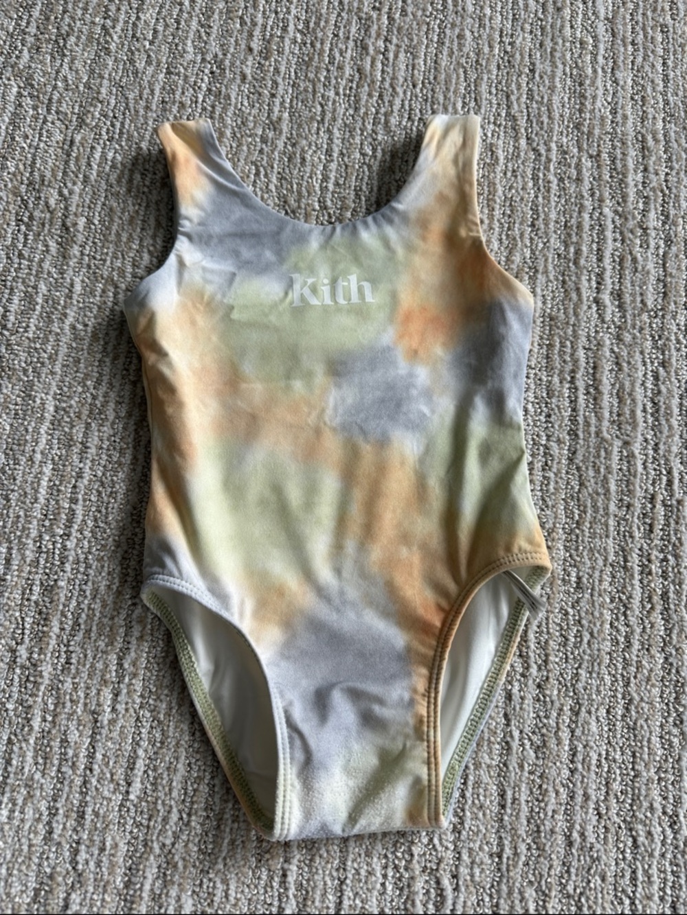 Kith Tie-Dye One-Piece Swimsuit - Green, Orange & Gray 12-18 Months